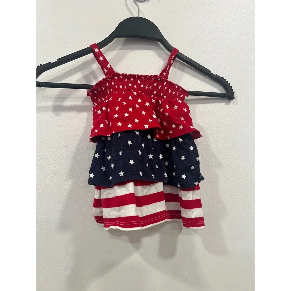 The Childrens Place 4th of July Dress Baby 3-6M Red White Blue Patriotic Striped